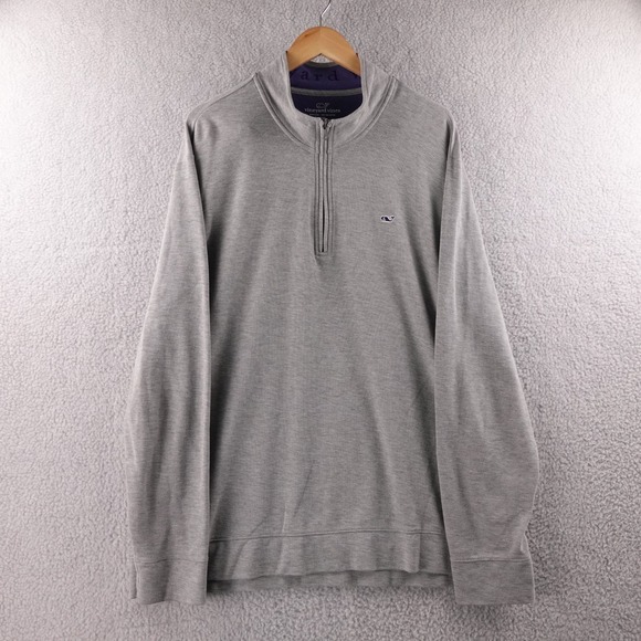 Vineyard Vines Quarter Zip Pullover Sweatshirt Gray Men's XXL Pima Cotton Golf - Picture 1 of 6